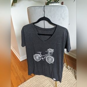 tentree Gray V-Neck with bike image